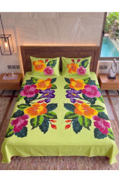 Hand Painted Rayon Bedsheet Set King Size